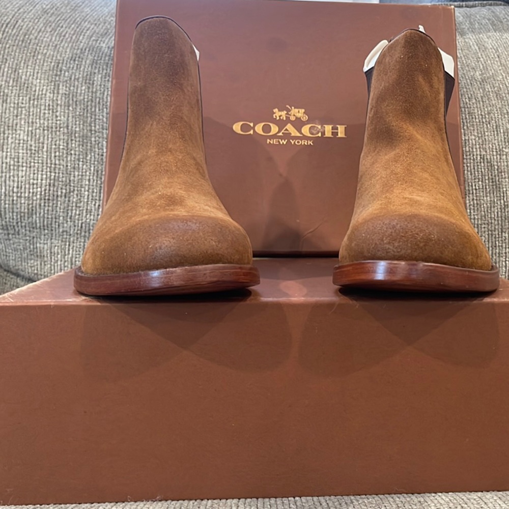 Coach Brown Chelsea Boots with Polished Leather - Picture 1 of 8